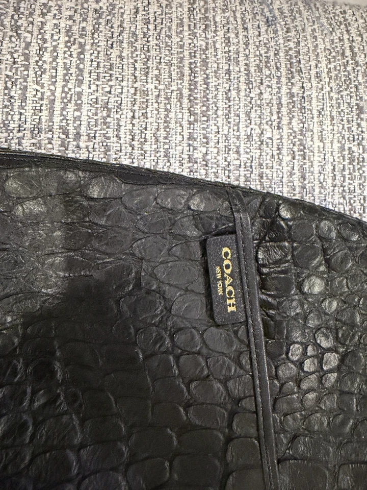 Coach Bleeker Pinnacle XL Sling Bag Croc Embossed Leather 28007 - Black - New - Image 4 of 4