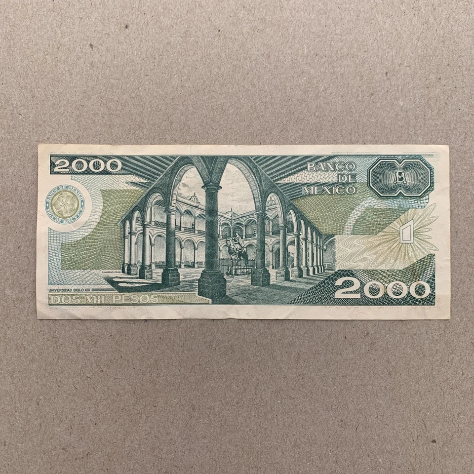 🇲🇽 1987 Mexico Paper Money 2000 Pesos Mexican Currency Banknote Memorabilia - Image 2 of 3