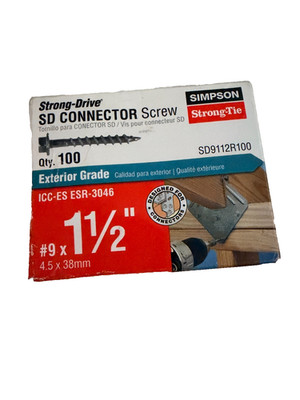 Simpson Strong-Tie SD9112R100 #9 x 1-1/2  SD Connector Screws 100 Ct New