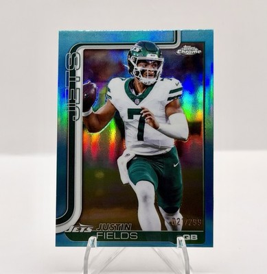 JUSTIN FIELDS 2025 Topps Chrome True Teal Refractor #237 Jets Chiefs /299
