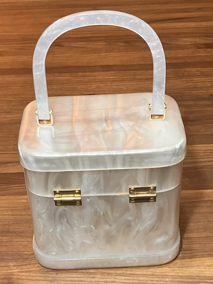 Stylecraft Miami винтажный кремовый перламутр верхняя ручка коробка сумка - Изображение 2 из 4