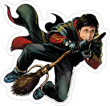 Sticker - Harry Potter Flying Broom Quidditch Wizard Magic Fantasy Movie 6.125"