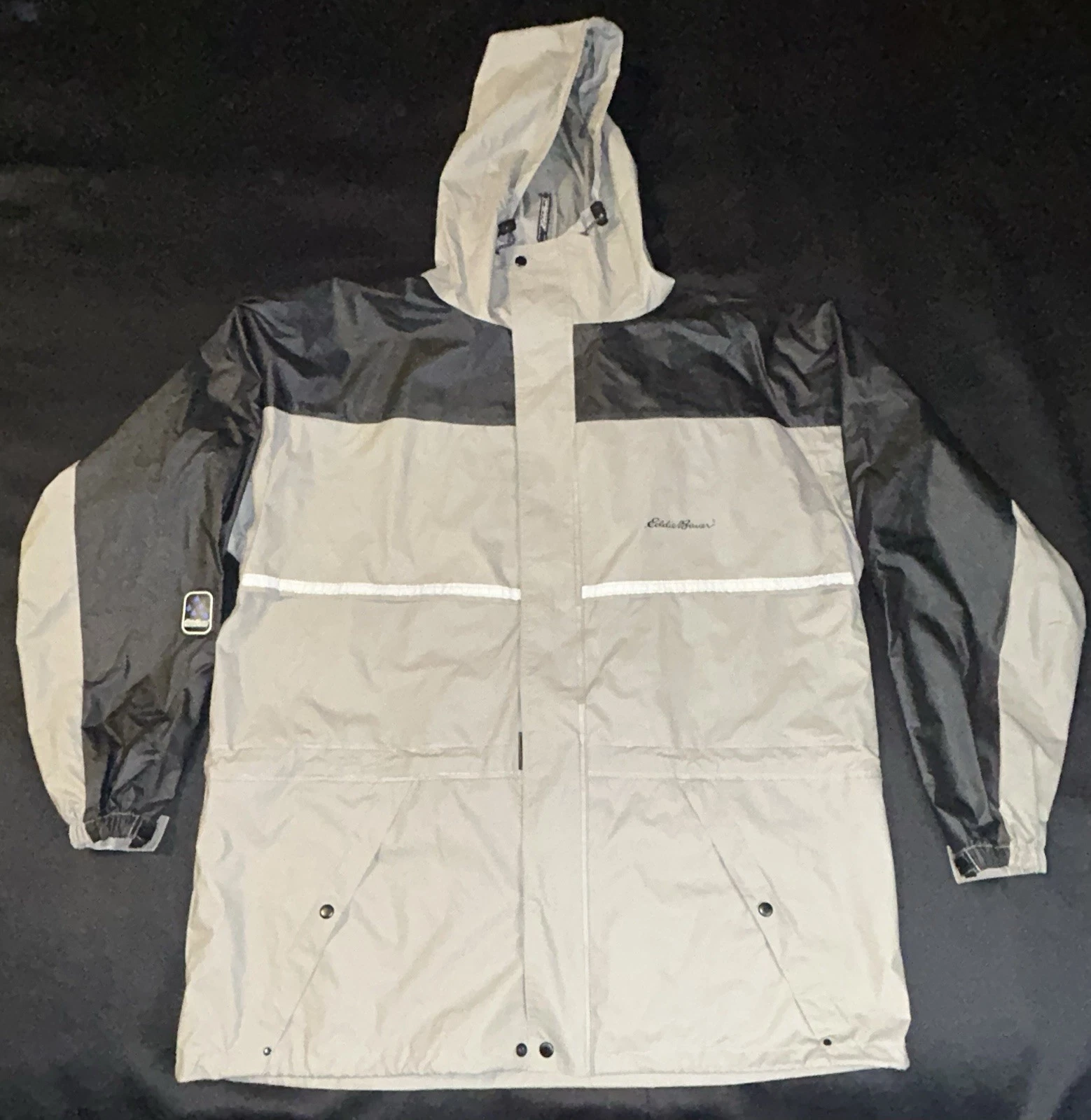 Eddie Bauer Waterproof Rain Wind Mens Hooded Full Zip Parka Coat Jacket XL