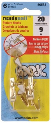 OOK 50583 20 lbs. ReadyNail Brass Plated Classic Conventional Hook