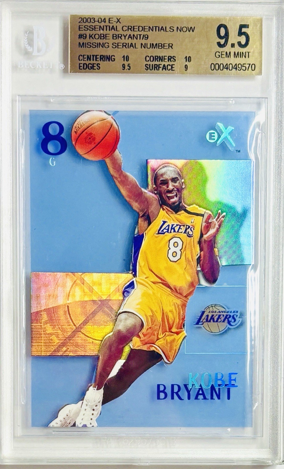 2003-04 Fleer E-X #9 Kobe Bryant Essential Credentials NOW - BGS 9.5 Gem Mint+