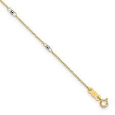 14K Two-tone Ropa Chain Mirror Beads 7-Station 9 inch Plus 1 inch Extender -