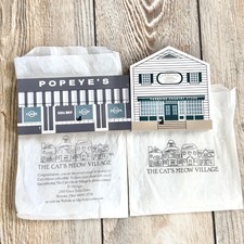 Cats Meow Village 1992 Shelf Sitter 2 PC Faline Popeyes Soda Shop Country Store