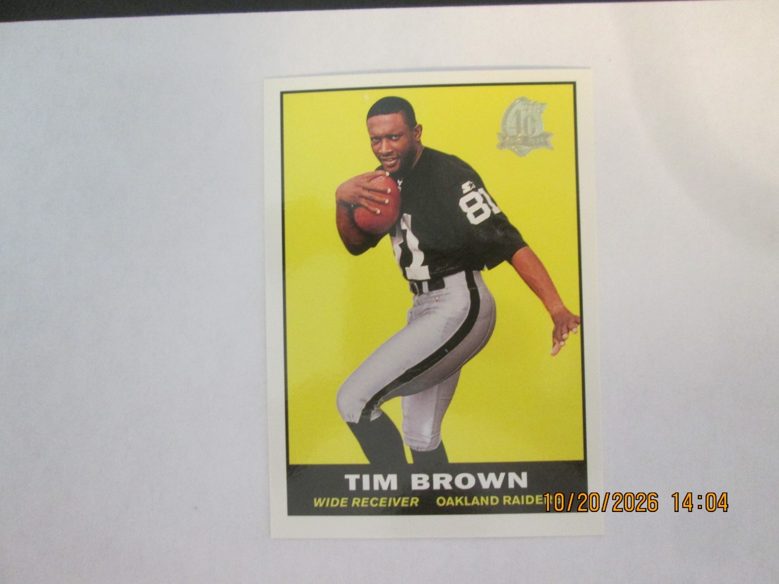 TIM BROWN RAIDERS 1996 TOPPS 40TH ANNIVERSARY RETRO  CARD #6