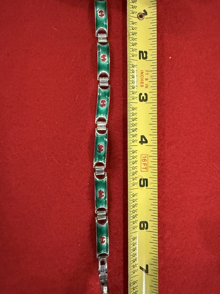 Raro Brazalete de Eslabones Gucci Esmalte G Entrelazado Esterlina 925 Años 60 De Colección ¡GUAU! Foto 2 de 4