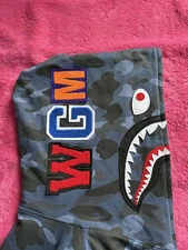 BAPE Shark Full Zip Hoodie – Blue Camo   Men’s L, No Stains, Rips, Or Fading