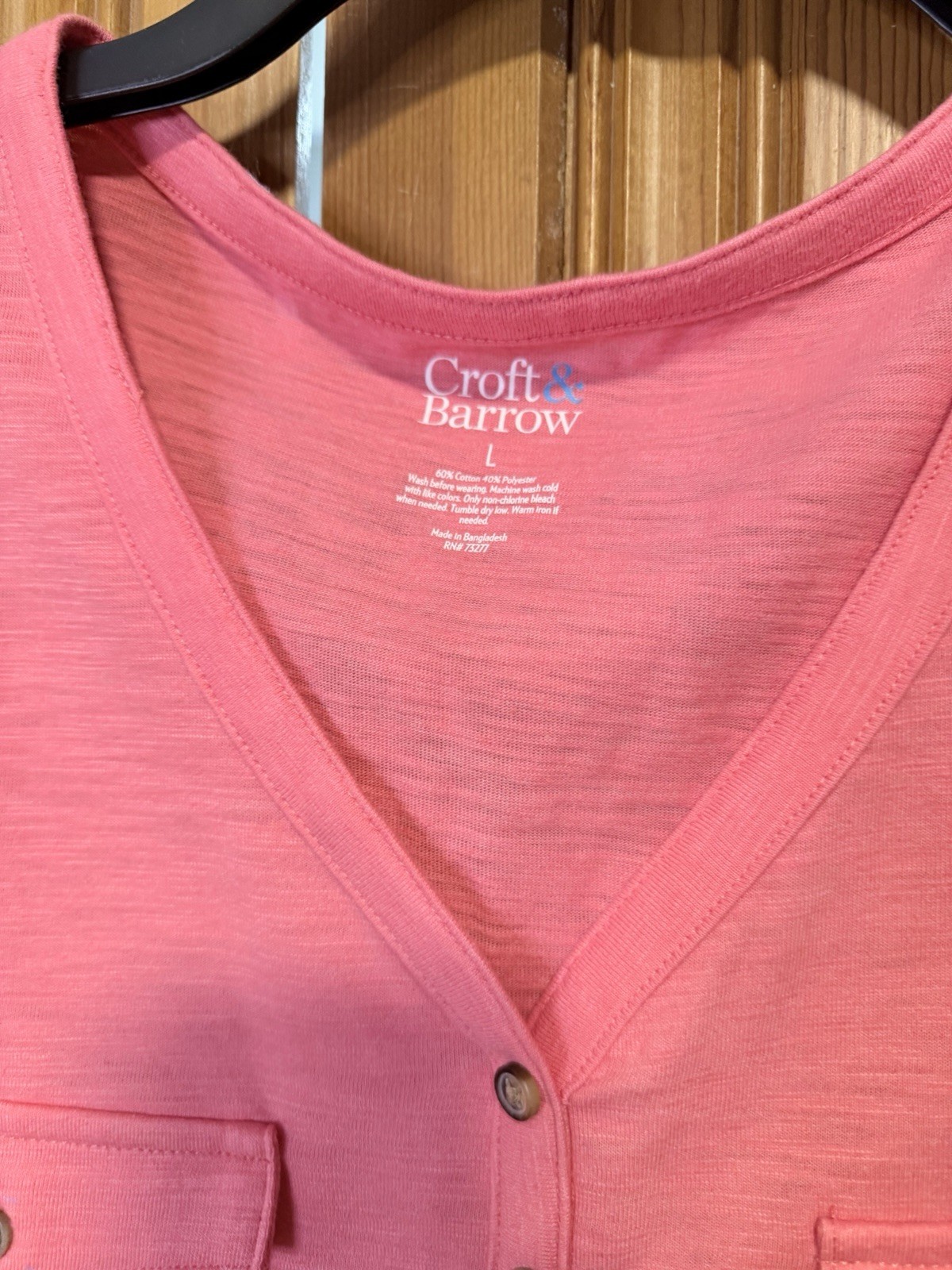 Women Croft And Barrow Short Sleeve Knit Top Size Large Coral