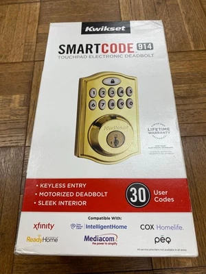 Kwikset SmartCode 914 [GOLD] Touchpad Electronic Deadbolt Door Smart Lock- NEW