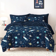 Galaxy Rocket Space Bedding Set for Boys, Twin Comforter Sheets, 5 Pieces