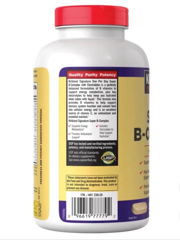 Kirkland Signature Super B-Complex con Electrolitos, 500 Comprimidos Foto 2 de 3