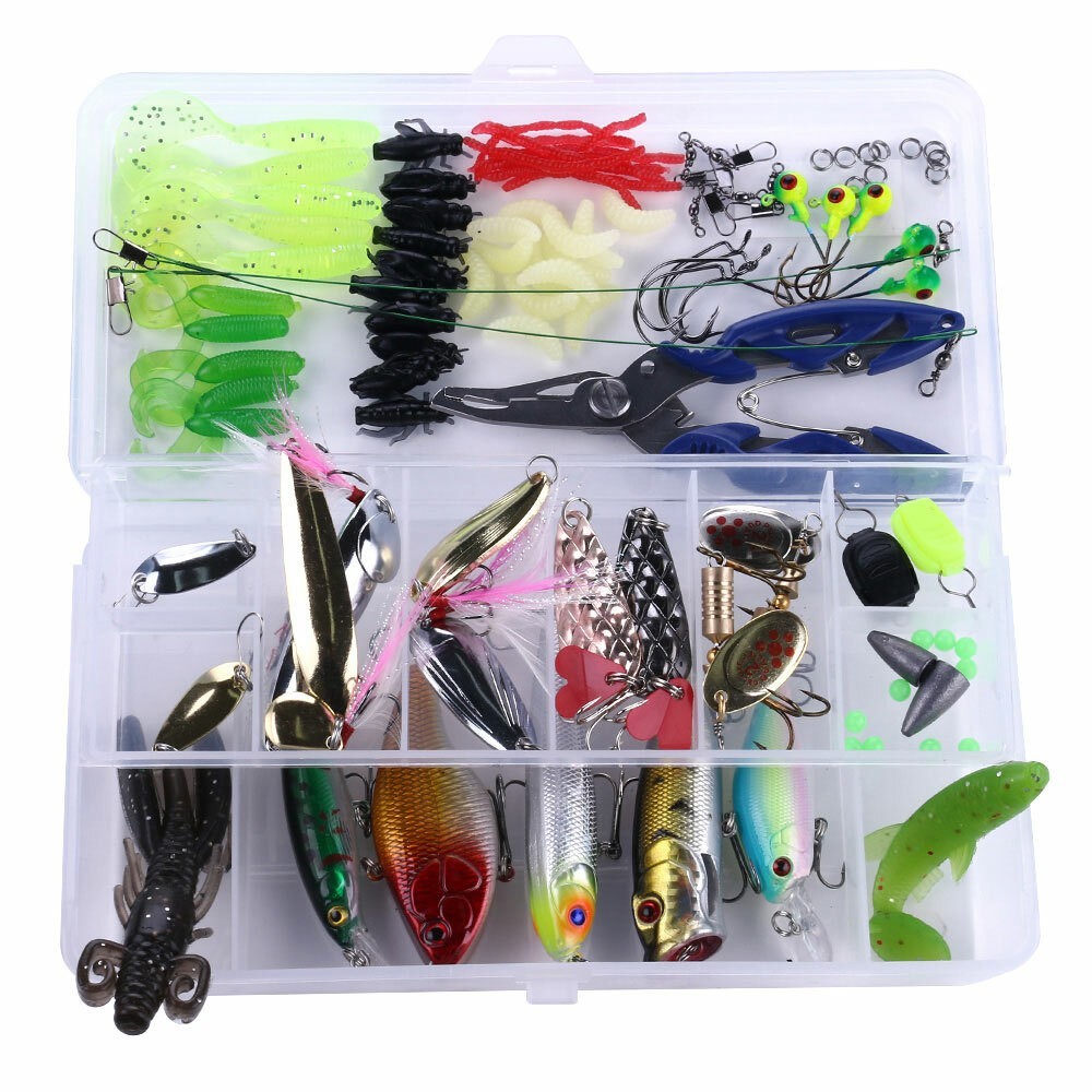 110PCS Lot Fishing Accessories Lures Gear Bass Bait Hooks Tackle Box Set - Image 2