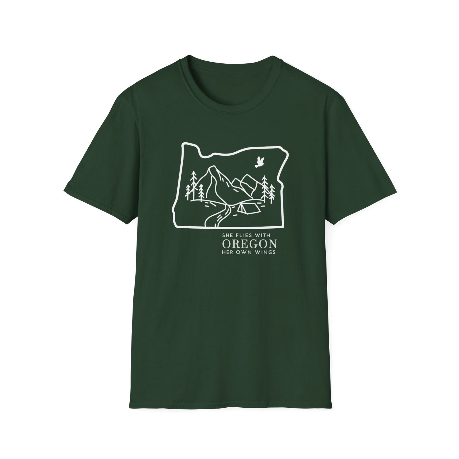 Oregon State Motto Camping T-Shirt | Custom State Shape Vacation Souvenir Shirt