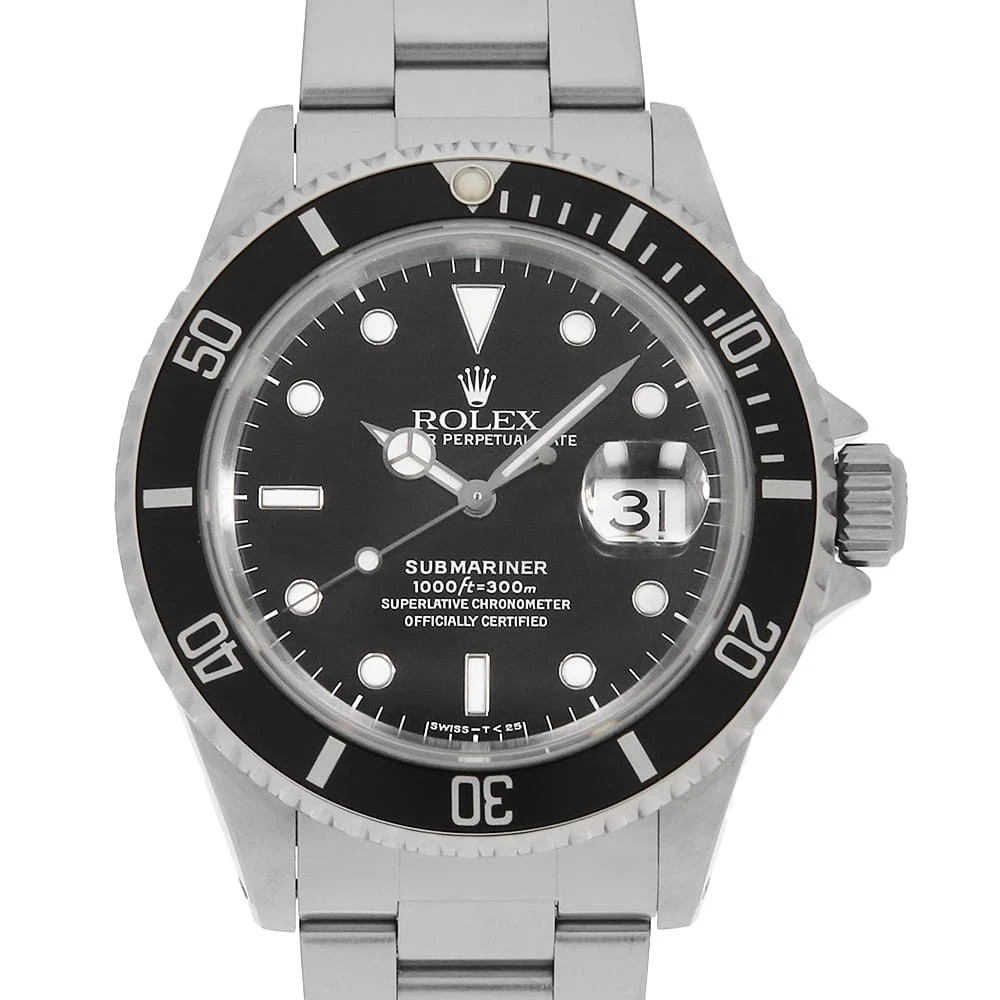Rolex — ROLEX SUBMARINER Date 16610 black all tritium U Number second hand mens