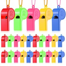 Plastic Whistles with Lanyard, 25 Pcs Colorful Sports Whistle Bulk Loud Crisp...