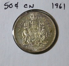 1961 Canada - 50 Cents - Silver .800 - KM#56