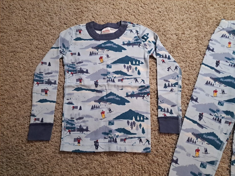 Hanna Anderson Boys 2 Piece Pajamas Winter Skiing Christmas 5T NR - Image 2 of 4