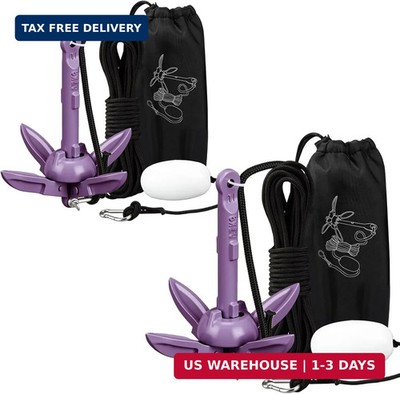Lounsweer 2 Pack 1.5/3.5 lb Marine Kayak Anchor Kit Folding Grapnel Anchor Kit B