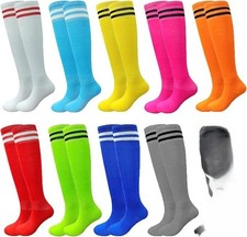 9 Pr 4-8yr Kids Soccer Socks Stretchy Knee High Tube Colorful Football Athletic