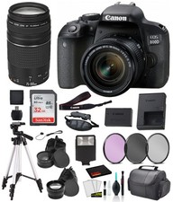 Canon EOS 800D Rebel T7i 18-55mm IS STM and EF 73-300mm Lens Bundle SanDisk 3