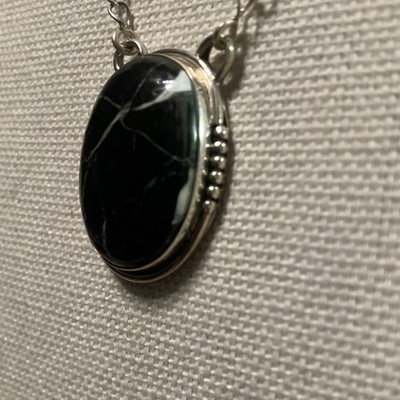 Black Jack Türkis Oval Anhänger Einfassung 20'' Gliederkette Hakenverschluss Verstellbar 