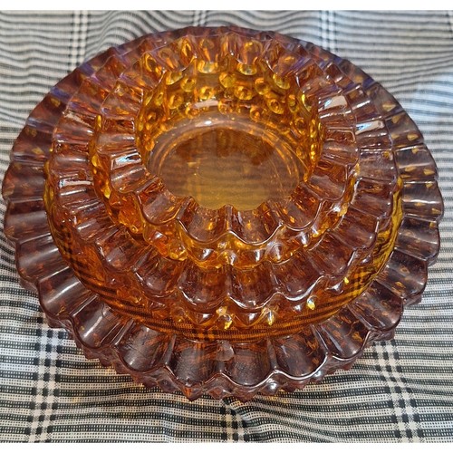 3) Lotto posacenere vintage in vetro ambrato stile Fenton - vetro ambrato per piano cottura - non marcato - Foto 3 di 8
