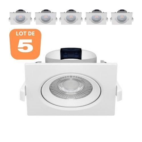 Spots LED encastrables carrés 5W 6500K pour éclairer le dressing et le bureau