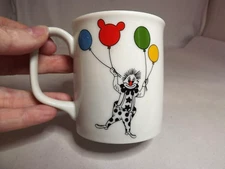 1980 Vintage Circus By Ron Gordon Designs Coffee Tea White Mug Clowns Balloons