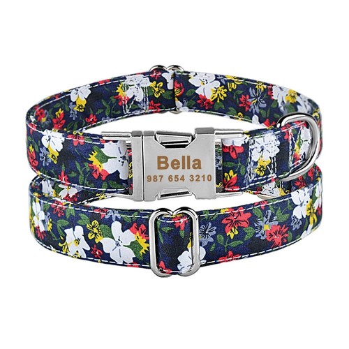 Personalisiertes Hundehalsband Haustier individuelle Gravur Name weiblich männlich Haustiere Blume Medium - Bild 15 von 15