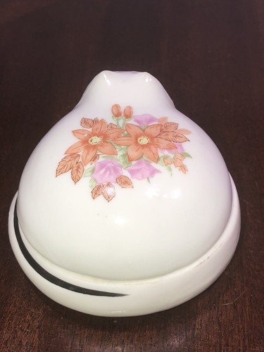 Joyero baratija gato durmiente gatito coleccionable rosa floral porcelana blanca - Imagen 5 de 11