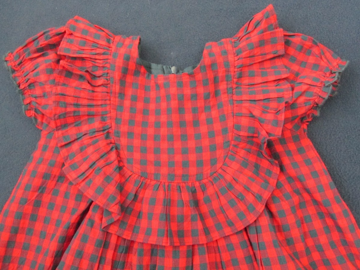 strapless open back dress Gingham Red Smocked Dress