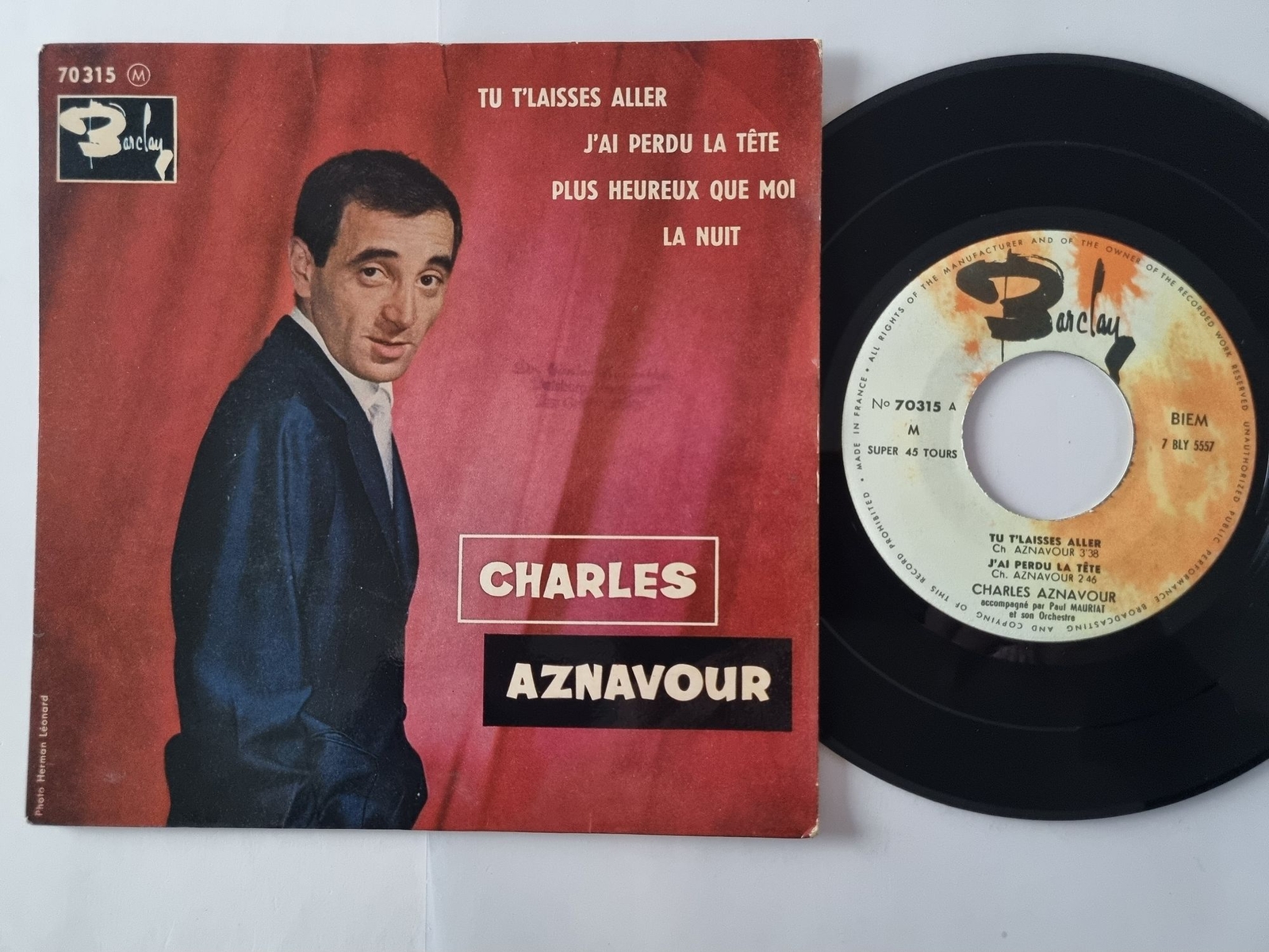 Charles Aznavour - Tu T'Laisses Aller 7'' Vinyl EP France