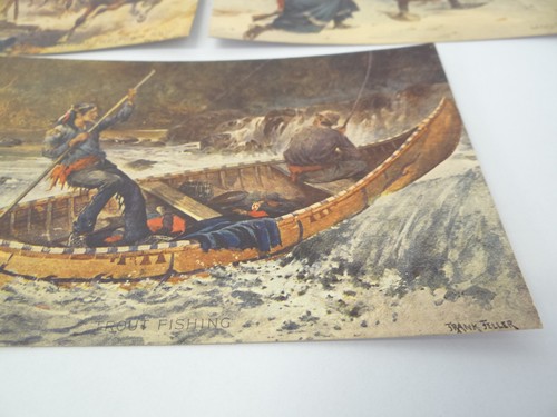 Vintage Lot unbespielt Frank Feller Forellenangeln Gemälde Stadt rote Postkarten - Bild 7 von 12