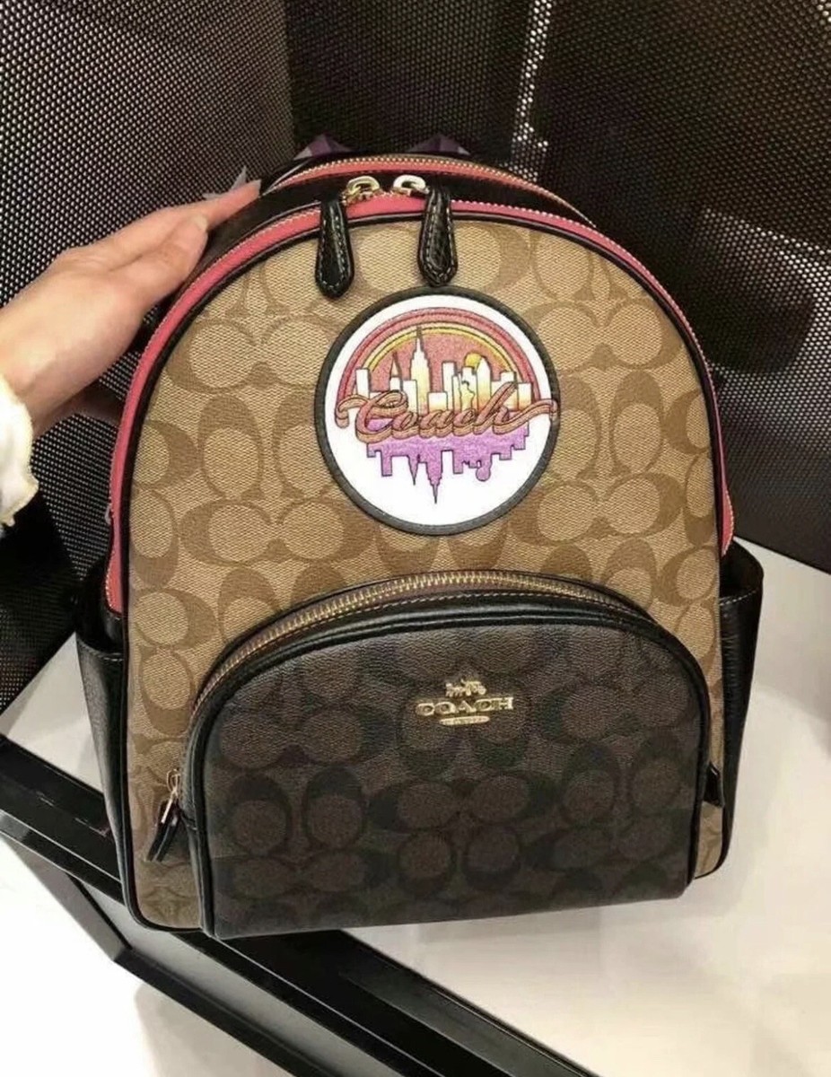 NWT Coach Court Blocked Signature Canvas Backpack With Souvenir Patches C6920 NWT Coach Court Blocked Signature Canvas Backpack With  main image 3