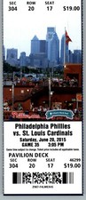 St. Louis Cardinals vs Philadelphia Phillies 6/20/2015 Full Ticket 