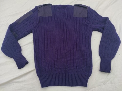 British police navy v- neck jumper sweater ribbed military sweatshirt - Imagen 11 de 11