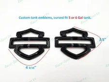 2Pcs Set Gloss Black Double Layer Harley CVO Custom Tank Emblems Badges
