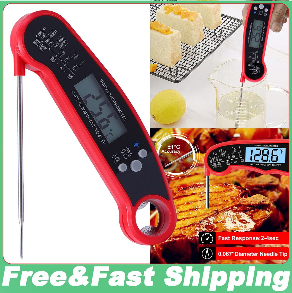 Meat Thermometer Instant Read Digital LCD Kitchen Grill Cooking BBQ Baking Food