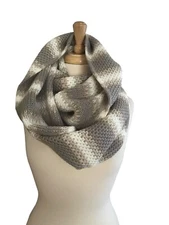 Calvin Klein Infinity Scarf Beige White Tones 31” X 16” Accessories Fall Winter