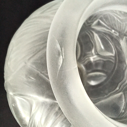 Pierre D'Avesn Art Deco "Les Nénuphars" (Water Lilies) Molded Frosted Glass Vase - Picture 8 of 10