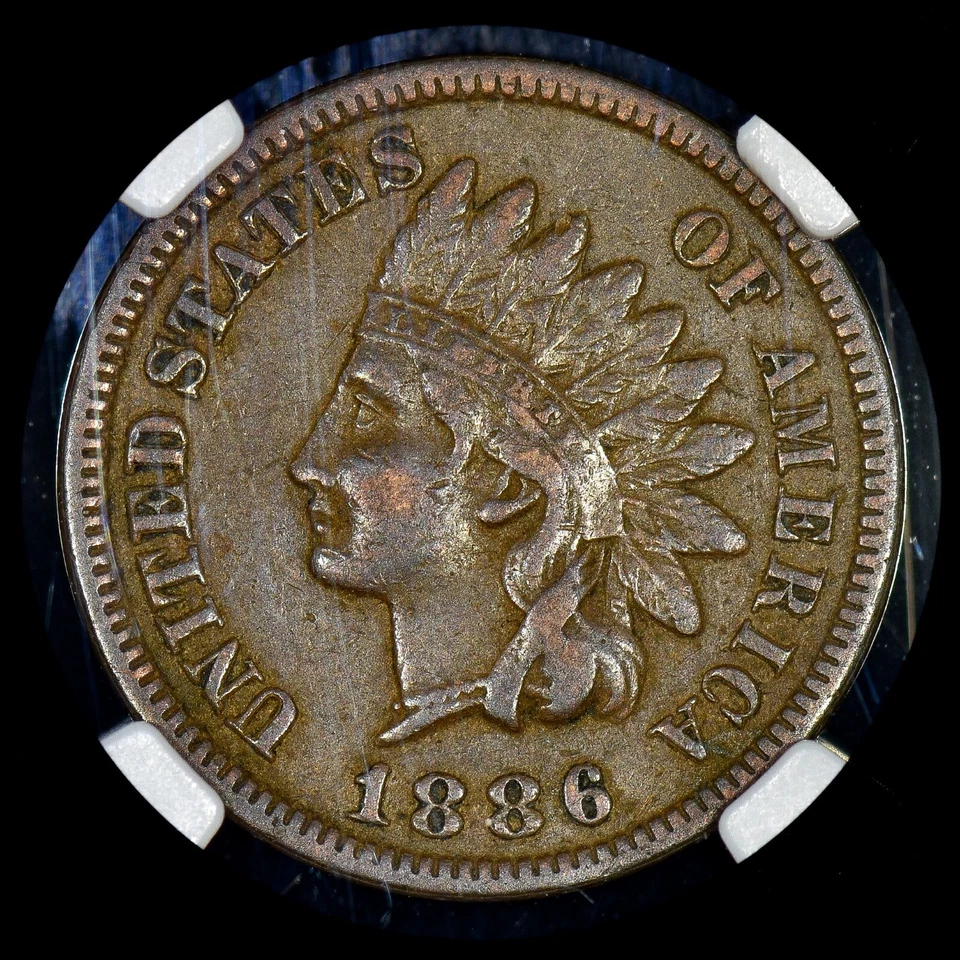 1886 INDIAN HEAD CENT ✪ NGC XF-45 ✪ 1C COIN EXTRA FINE TYPE 1 T-1 ◢TRUSTED◣ - Image 2 of 4
