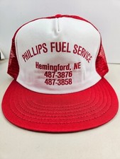 Vintage USA MADE Phillips Fuel Service Nebraska Oil Gas Trucker Hat Snapback Cap