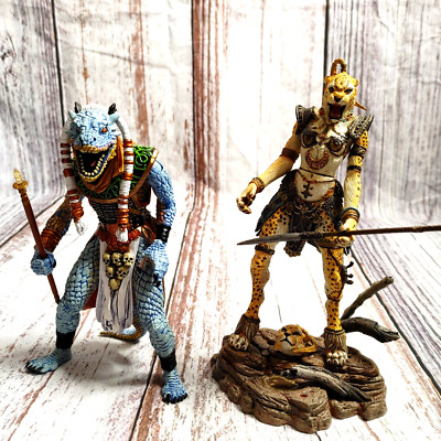 RARE EverQuest Danak Dhorentath Series 2 + Realm of the Claw Cat KAELA Figures.