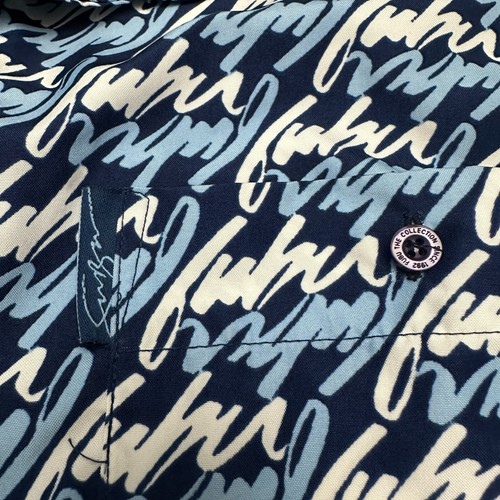 Vintage Fubu Shirt Mens XXL Blue All Over Print Button Up 90s Streetwear Y2K - Picture 12 of 16