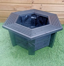 Small Black Raised Garden Pond Hexagonal Water Feature 75x65x29cm Gardening Gift
