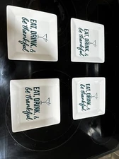 IQ Accessories Set Of 4 Appetizer Ceramic Square Plates