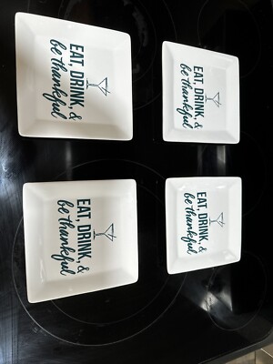 IQ Accessories Set Of 4 Appetizer Ceramic Square Plates